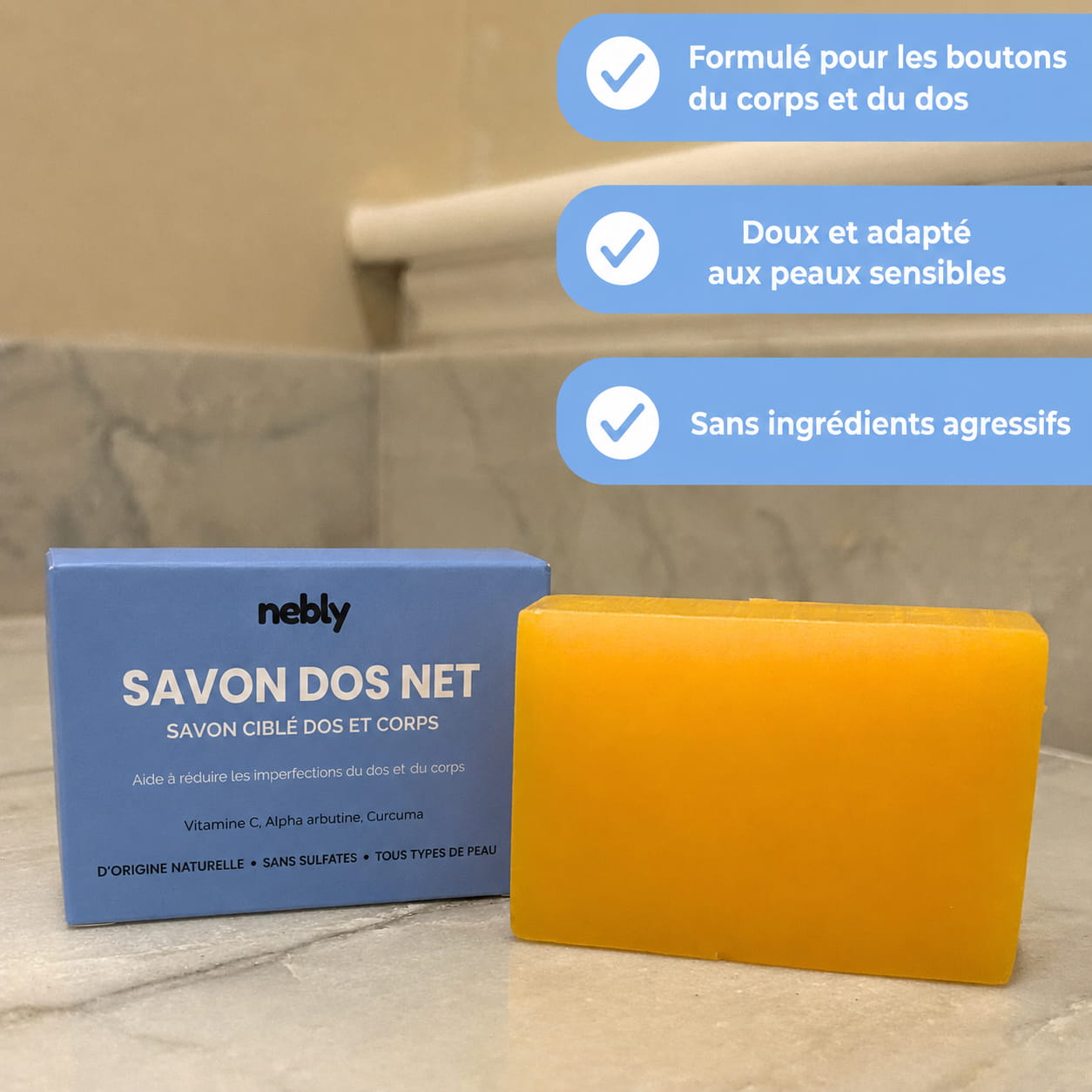 Savon dos net nebly